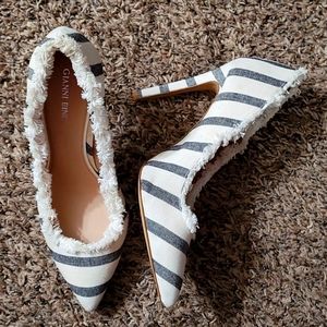 Gianni Bini stepped Striped heels